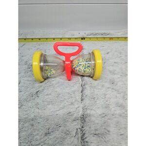 Vintage Fisher Price Baby Rattle Dumbbell – Yellow Ends‎  (1970s–1980s)